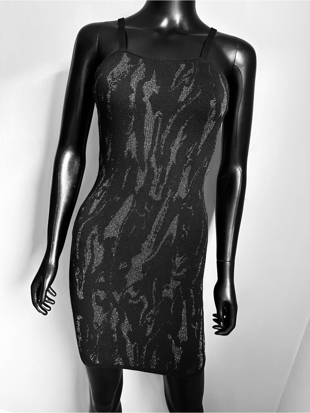 Another Girl Black Metallic Glittery Sparkle Strappy Mini Dress